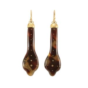 Antique Tortoiseshell Piquè Gold Earrings