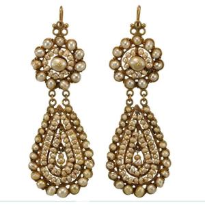 Antique Pearls Gold Earrings