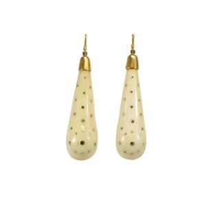 Antique Ivory Piquè Gold Earrings