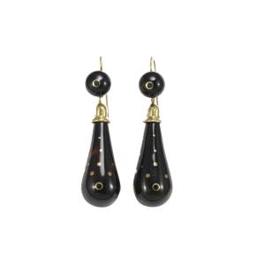 Antique Tortoiseshell Piquè Gold Earrings