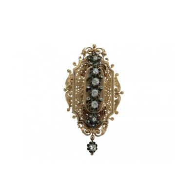 Antique Gold And Diamonds Brooch