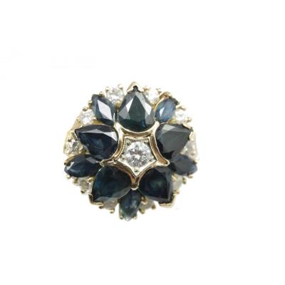 Vintage Sapphire Diamond Gold Ring