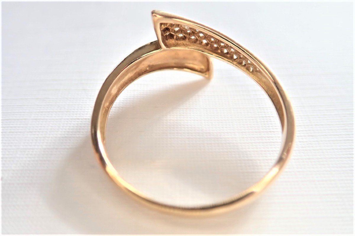 18k Gold Diamond Ribbon Ring-photo-3