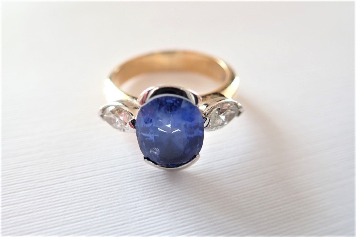 Sapphire And Diamonds 18k Gold Ring-photo-2