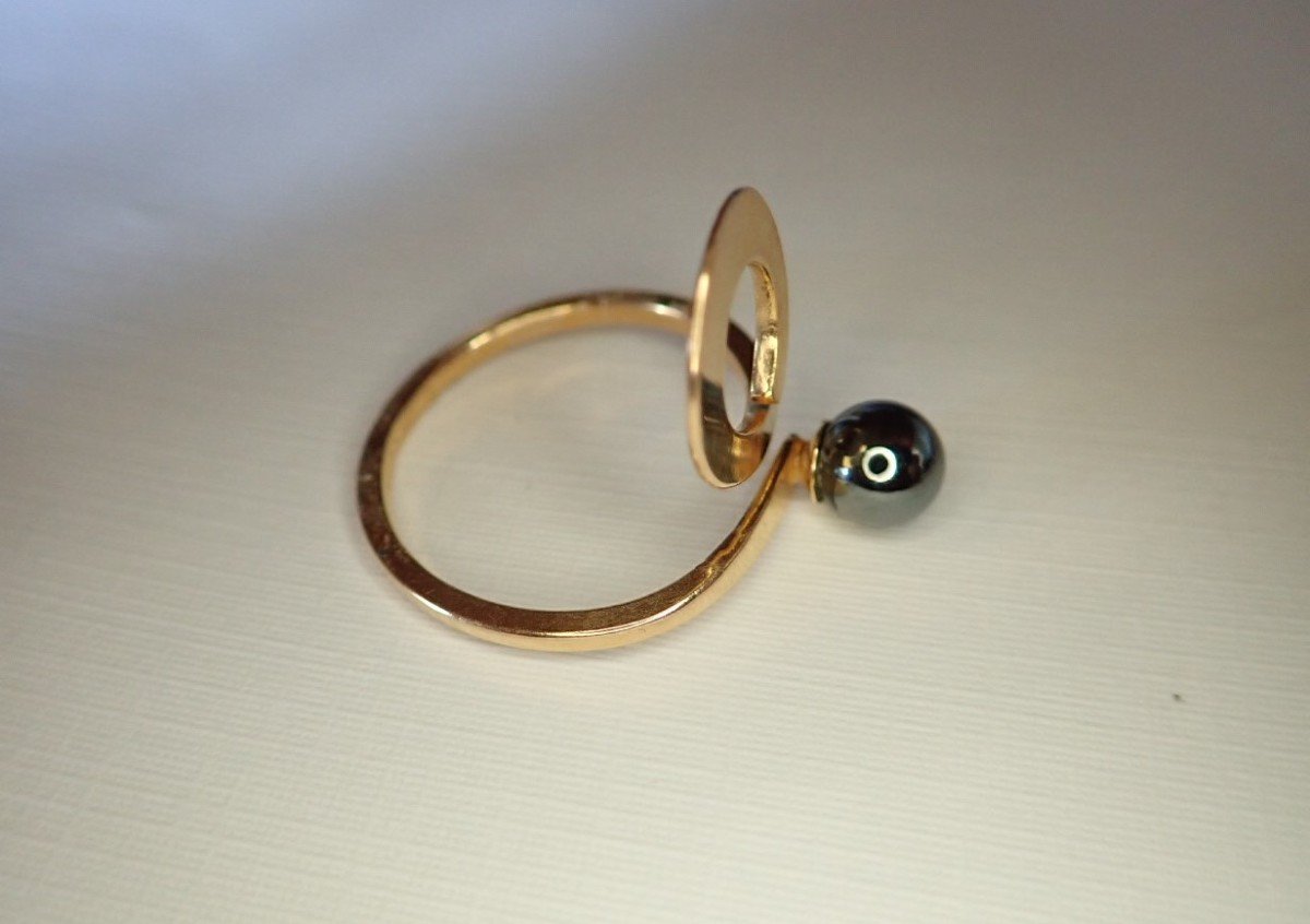 Vintage 18k Gold Pearl Ring-photo-2