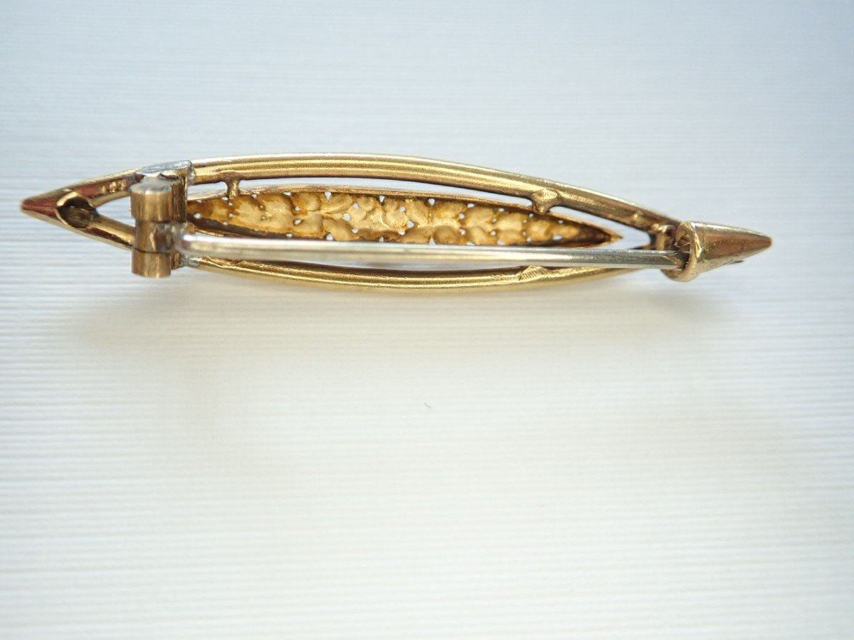 Art Deco 18k Gold Pearl Brooch-photo-2