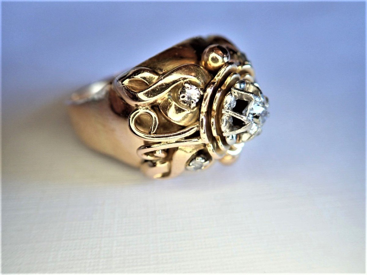 Art Deco Diamond 18k Gold Ring-photo-1