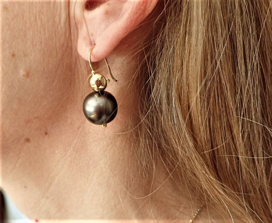Paires de boucles d'oreilles or 18 Carats  perles de Tahiti