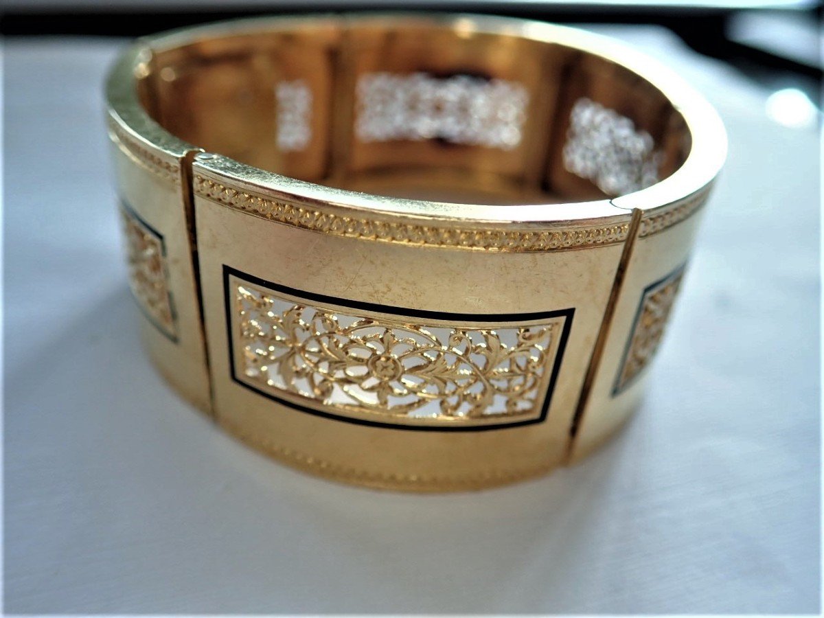 18 Carat Gold Articulated Art Deco Bracelet-photo-2