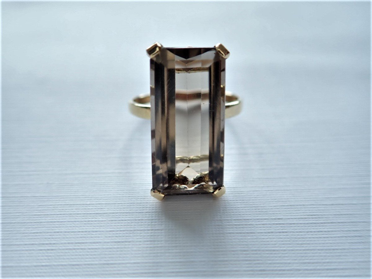 Années1960 bague quartz fumé or 18 carats-photo-3
