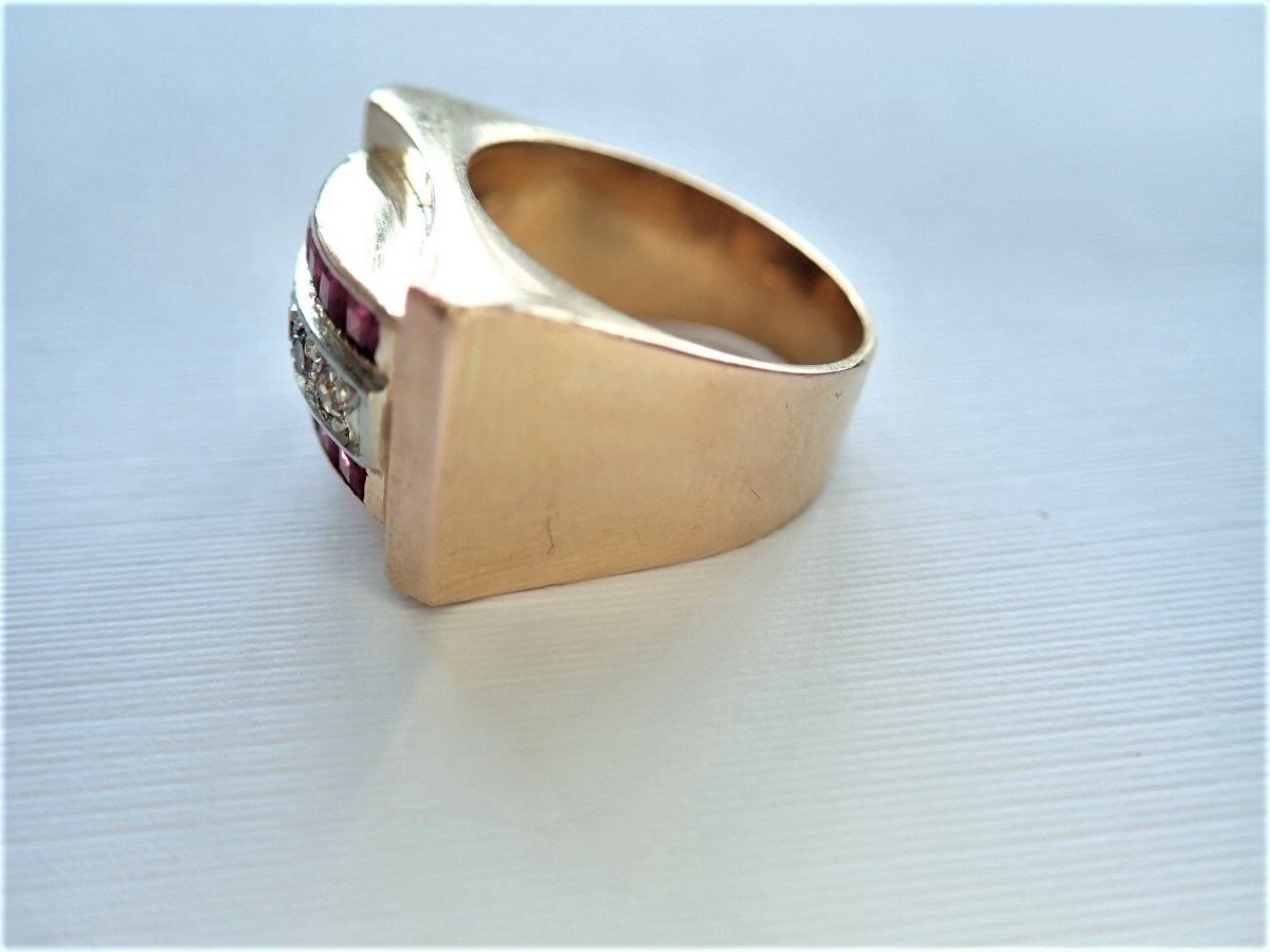 Tank Art Deco 18 Carat Gold Ring-photo-2