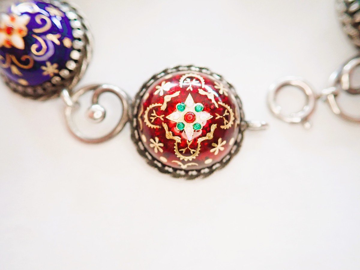 Silver Bracelet With Enameled Patterns-photo-4