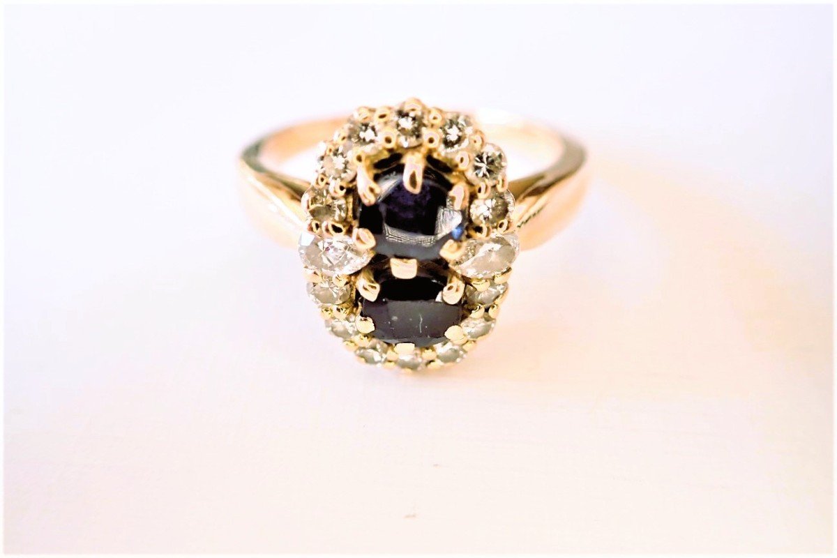 Sapphire And Diamond Ring 18 Carat Gold-photo-2