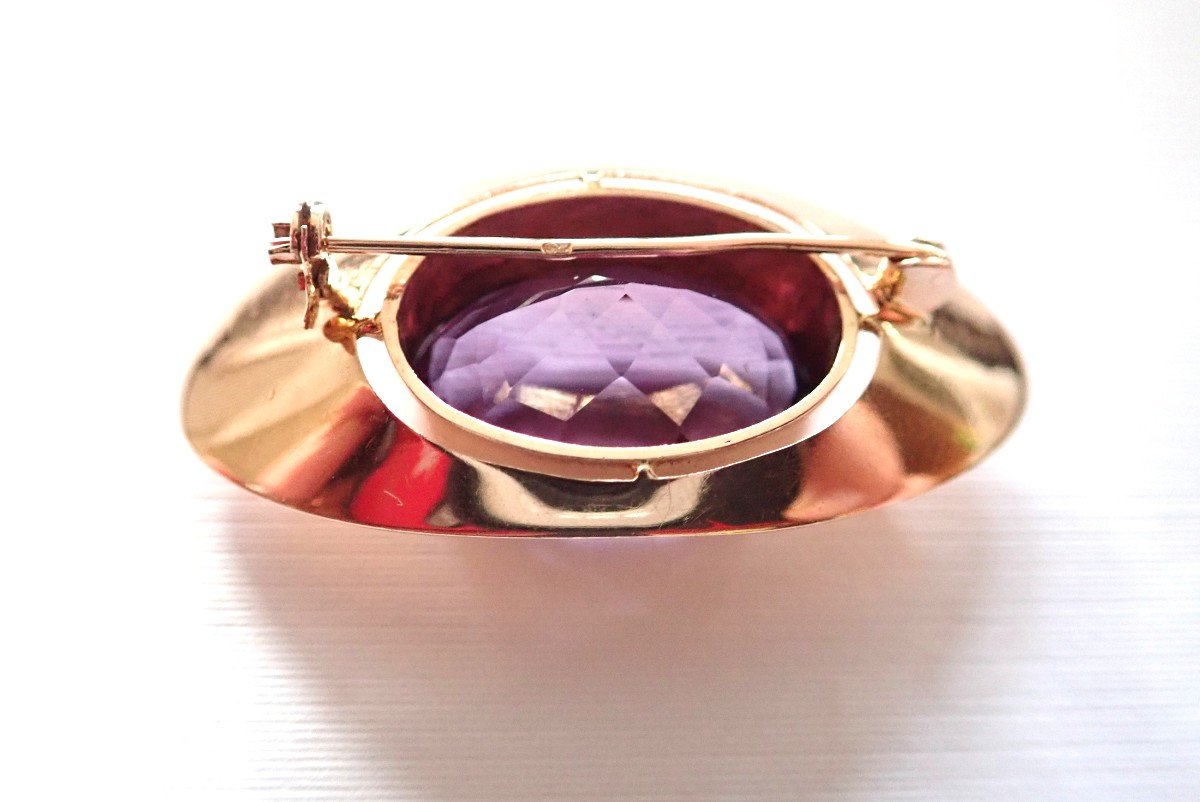 Broche Or Amethyste Vintage-photo-3