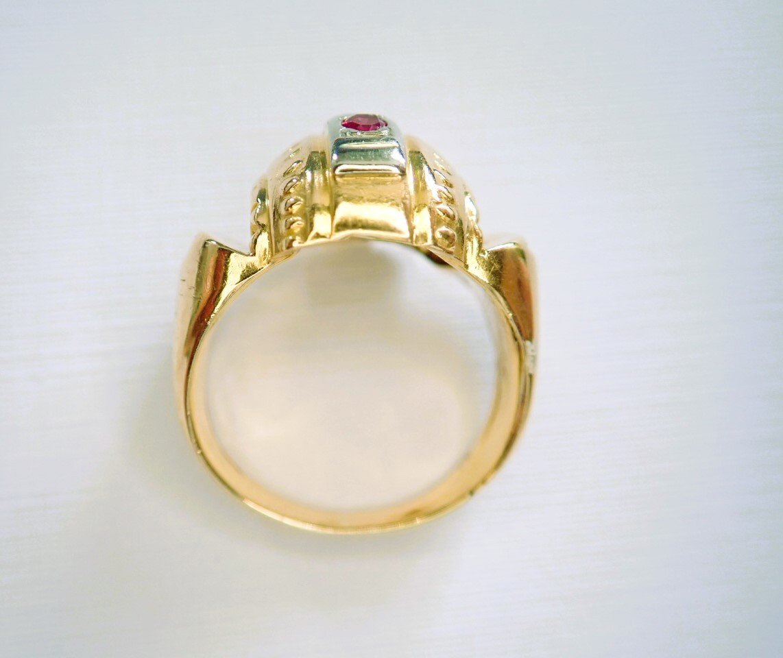 Art deco bague boulle or 18 carats-photo-3