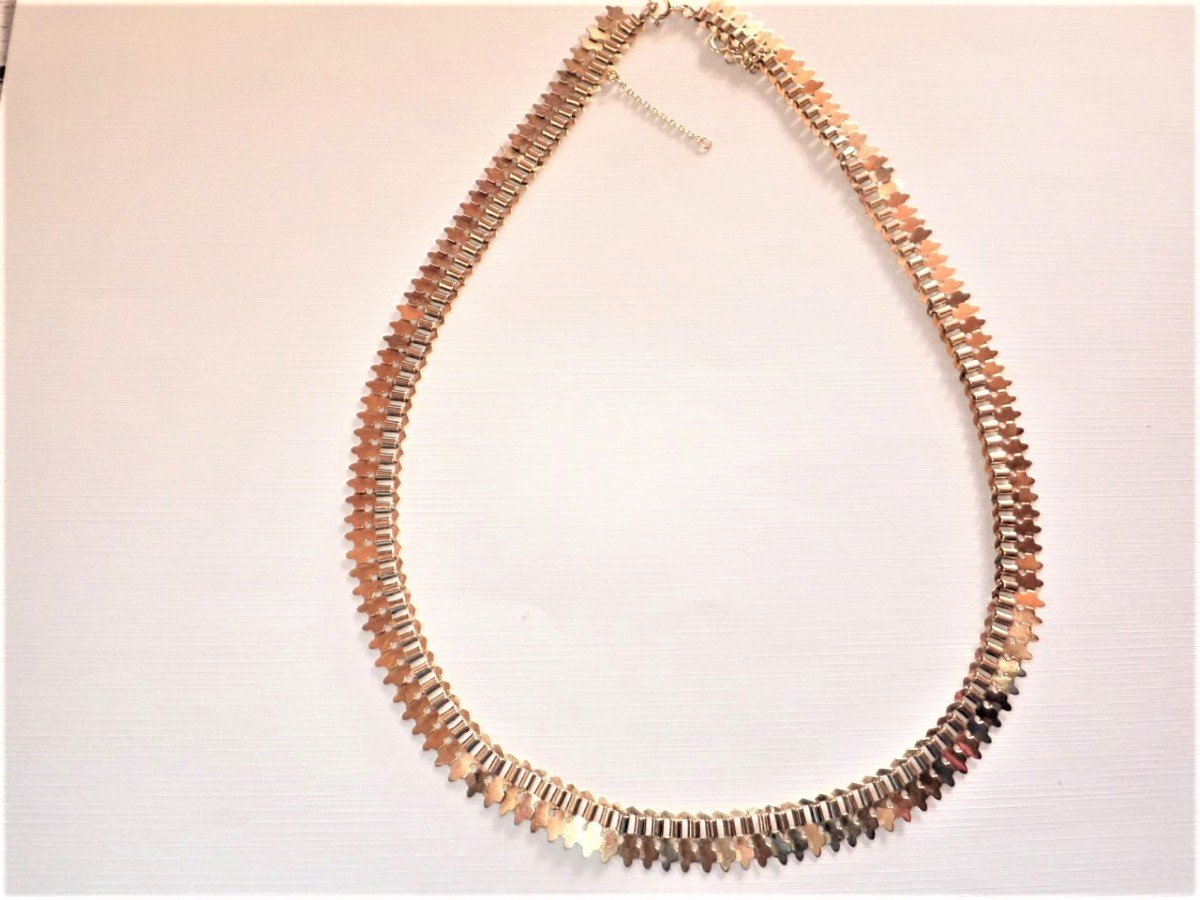 Art Deco Articulated Link Necklace 18 Carat Rose Gold-photo-3