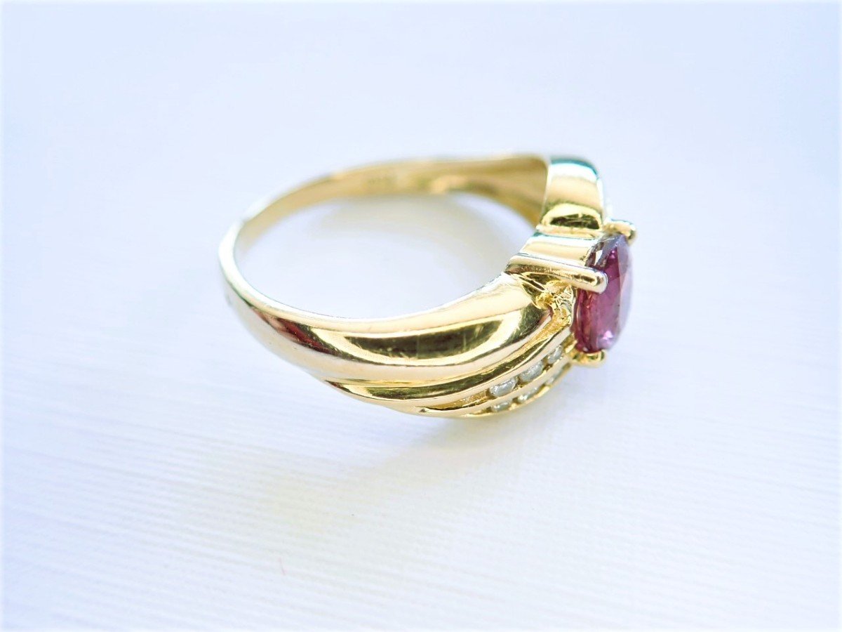 Bague  Vintage diamants et rubis or 18 carats-photo-2