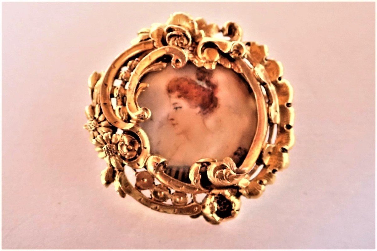 Miniature Art Deco Brooch 18 Carat Gold-photo-2