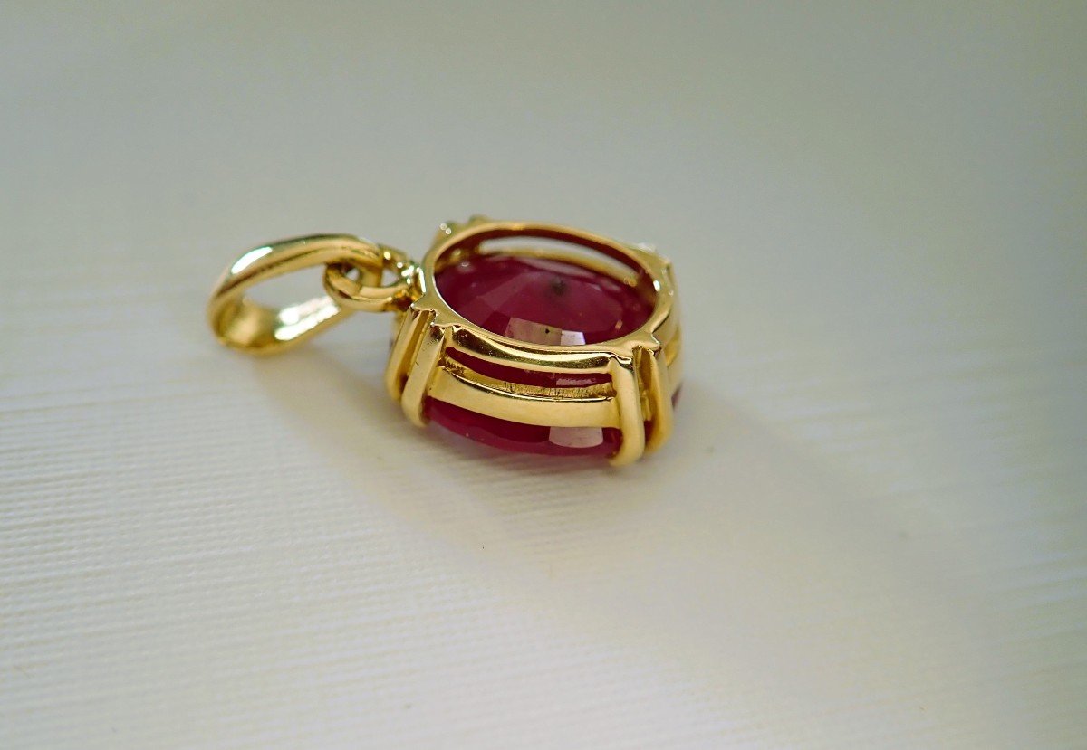 18k Yellow Gold Ruby Pendant-photo-2