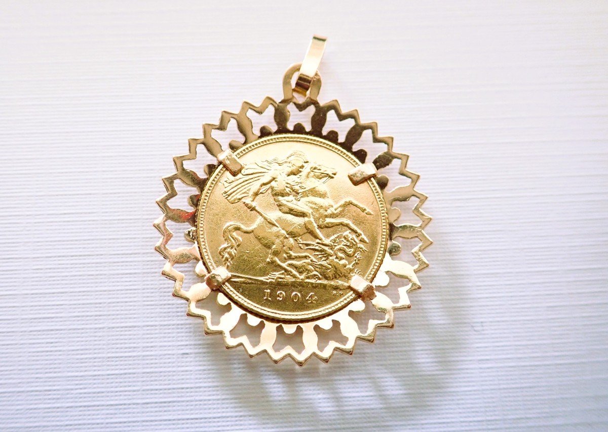 Pendant Set With A Half Gold Sovereign Edward VII-photo-2