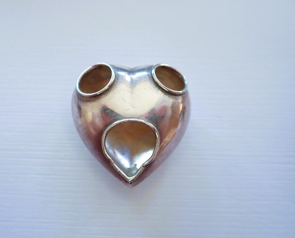 Pendentif coulant coeur de savoie en argent avec 1 broche-photo-4