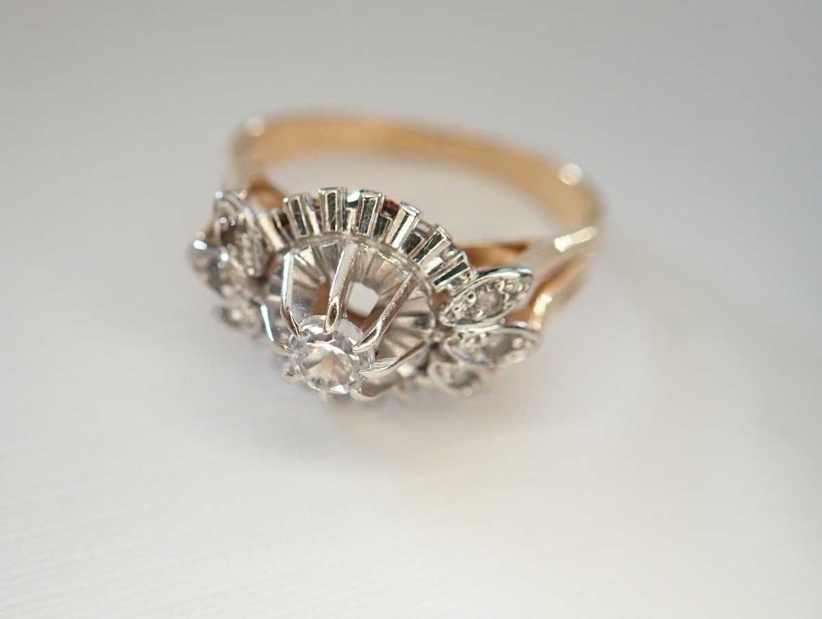 Art Deco Ring In 18 Carat Yellow And White Gold-photo-2