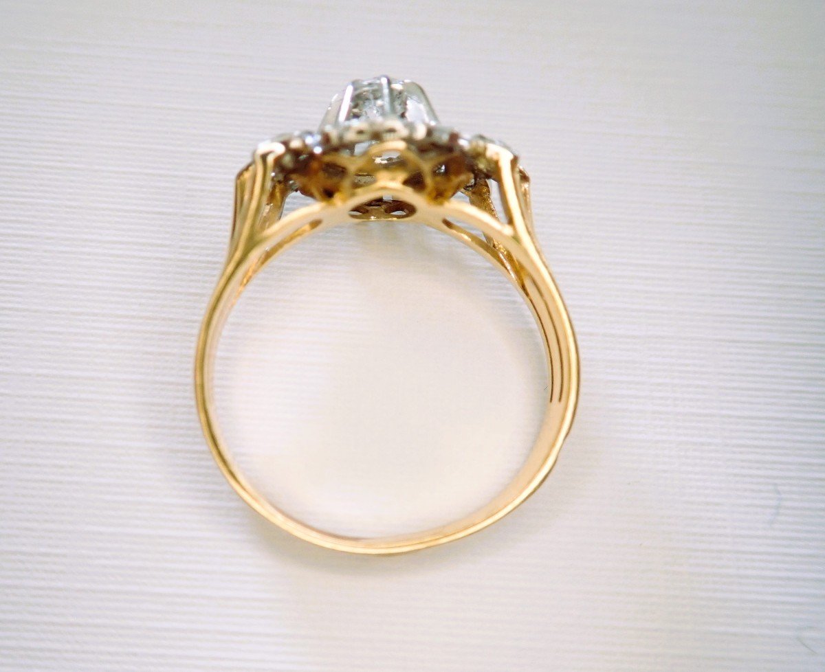 Art Deco Ring In 18 Carat Yellow And White Gold-photo-3