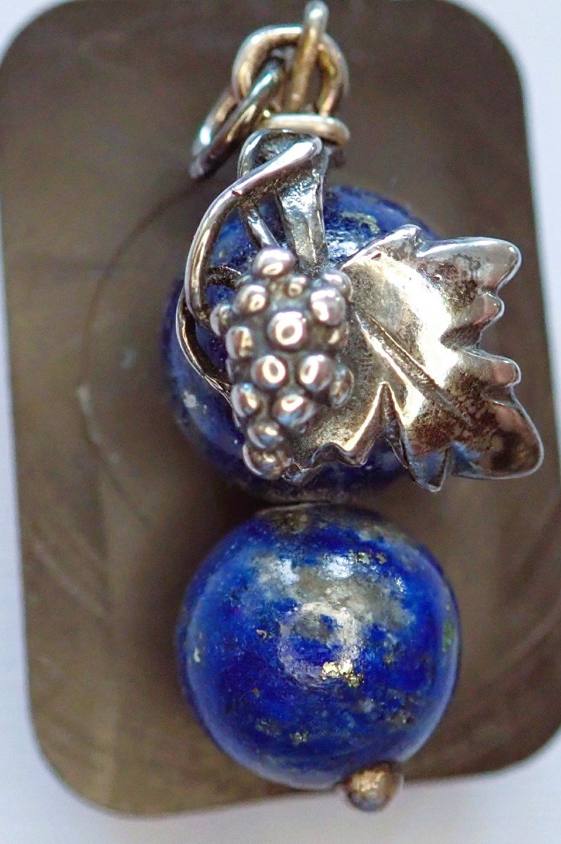 Set Of 3 Silver And Lapis Lazuli Pendants-photo-2