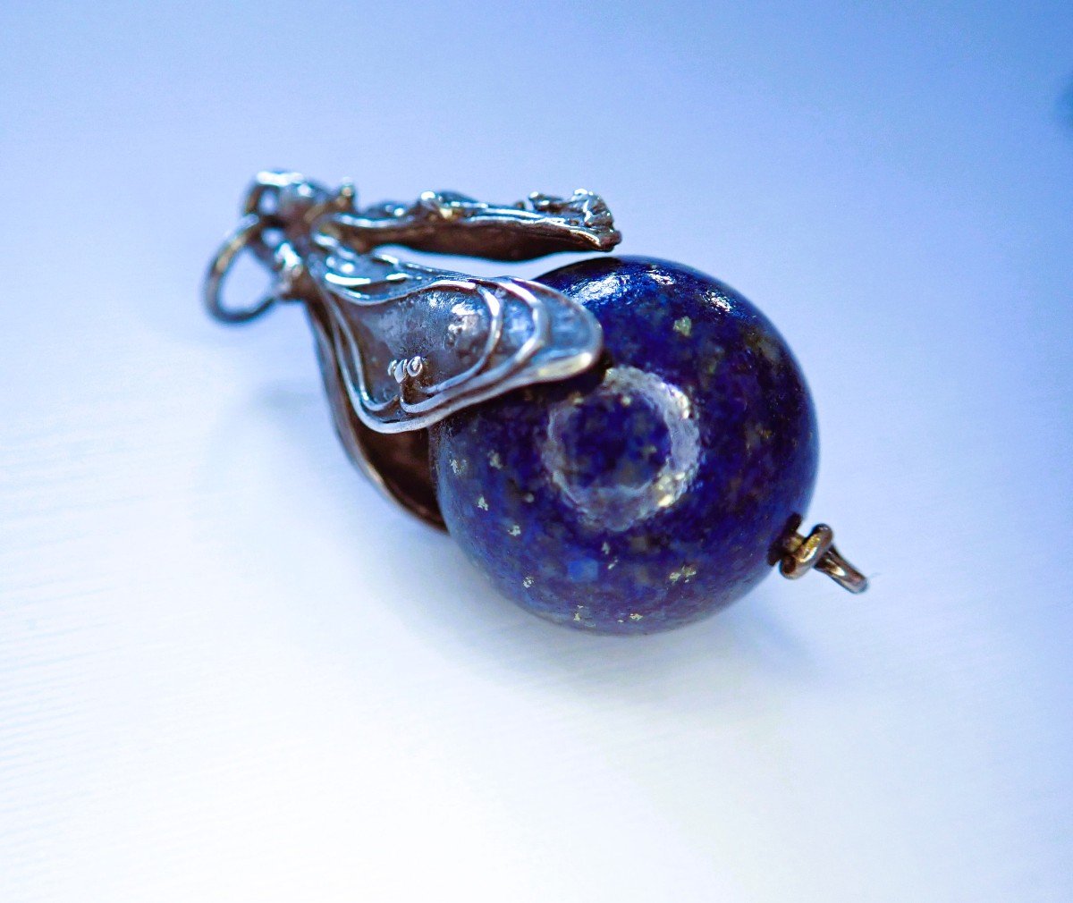 Set Of 3 Silver And Lapis Lazuli Pendants-photo-3