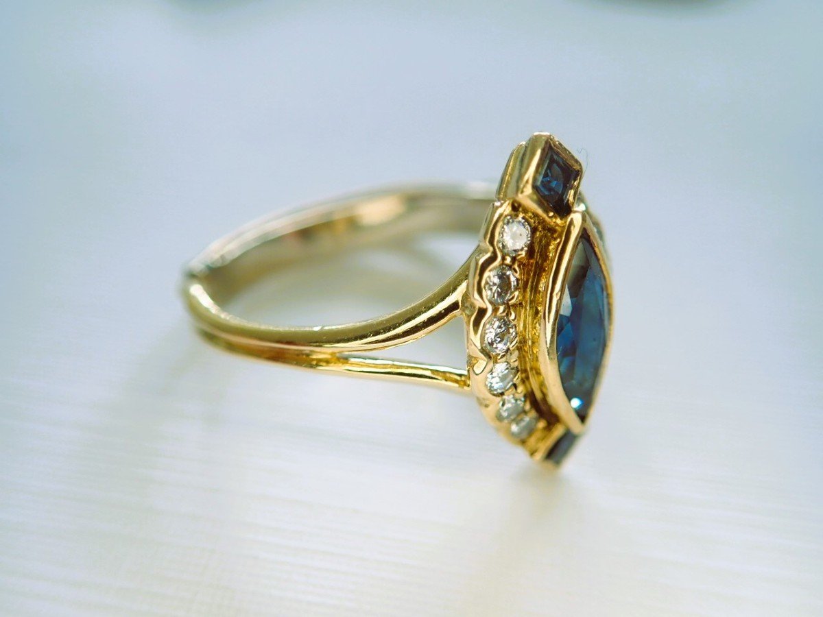 Marquise Ring Set With Diamonds And Sapphires-photo-2