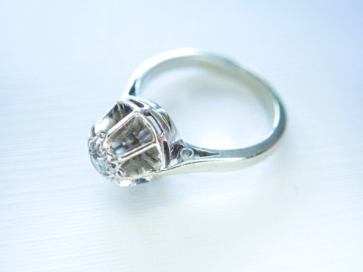 18k White Gold Solitaire Ring Set With A Diamond