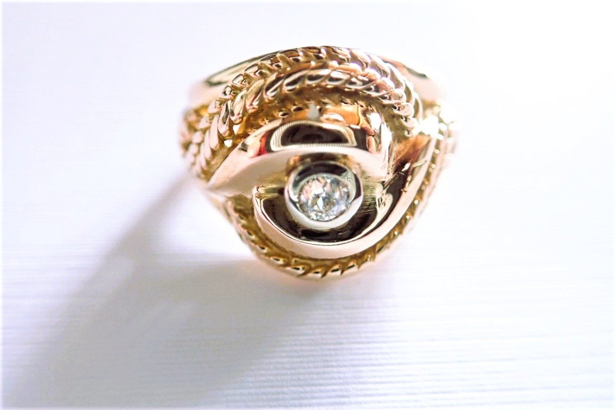 Art Deco Gold Diamond Ring 18 Carat Gold-photo-2