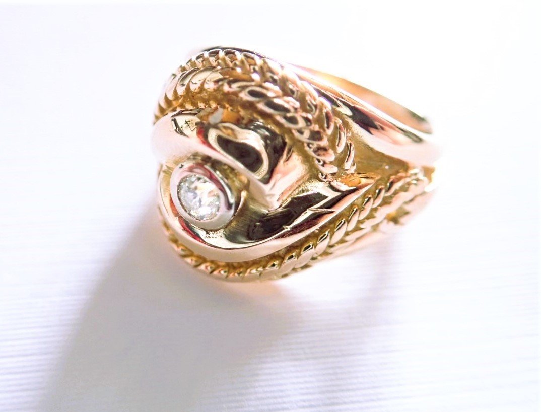 Art Deco Gold Diamond Ring 18 Carat Gold