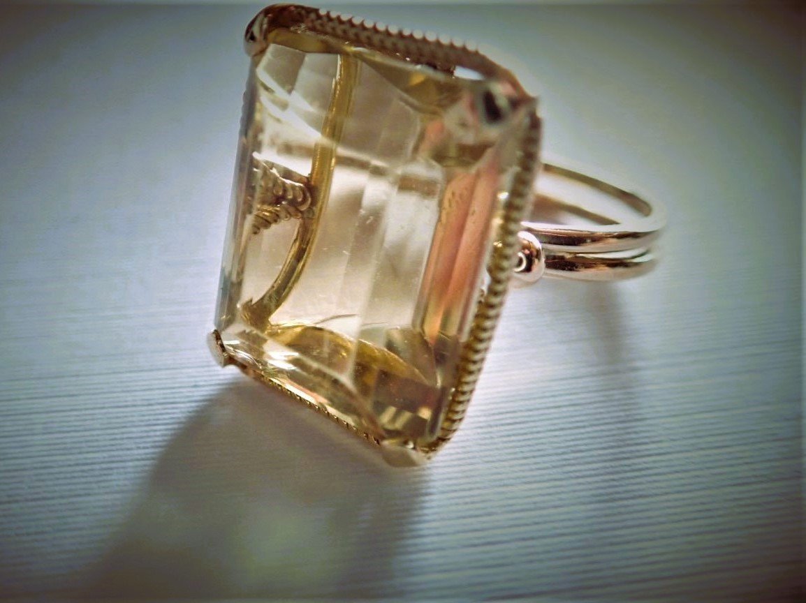 Bague quartz  fumé en or 18 carats