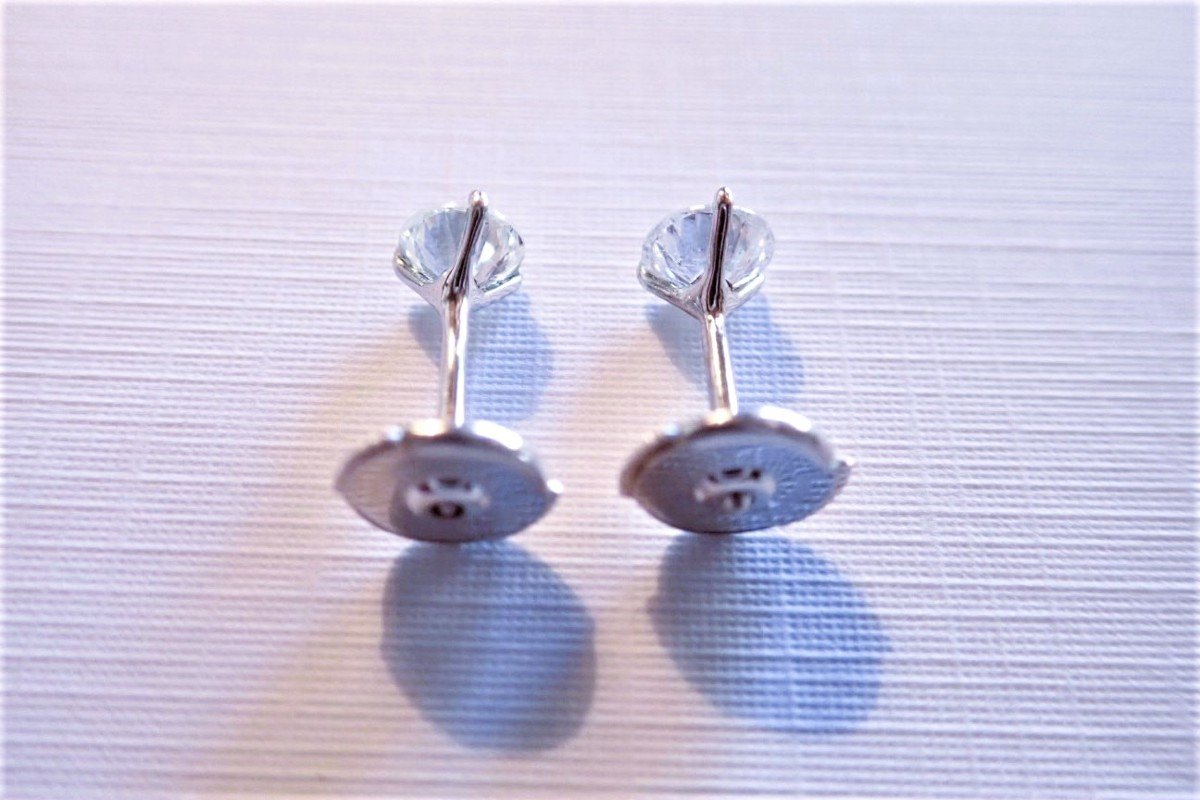 Paire de boucle d'oreille diamants or18 carats-photo-2