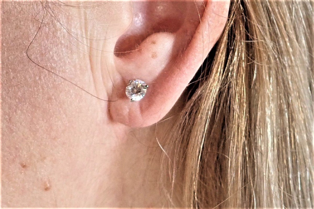 Paire de boucle d'oreille diamants or18 carats-photo-3