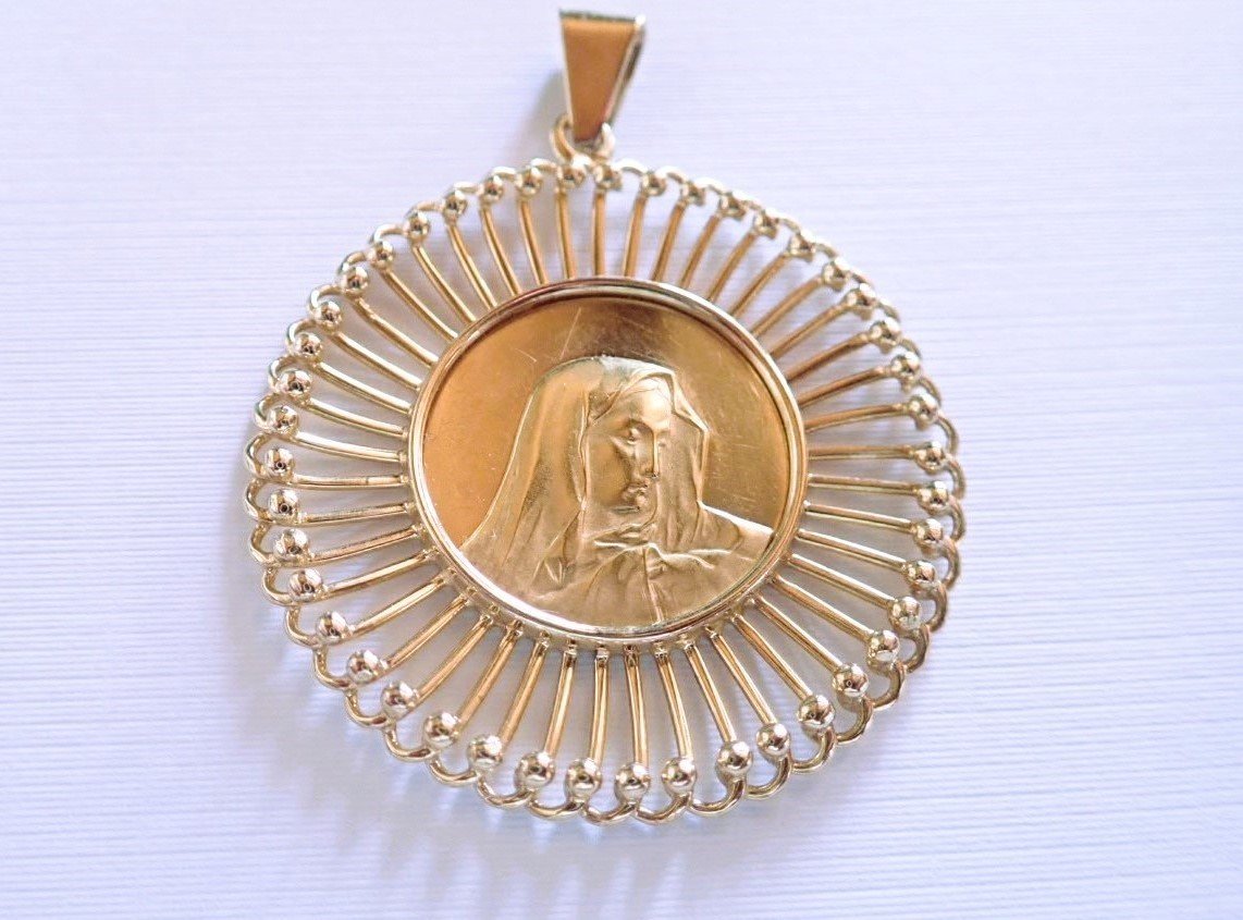 18 Carat Gold Holy Virgin Medal-photo-2