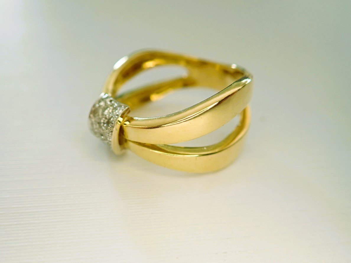 Bague Vintage diamants or 18 carats-photo-2