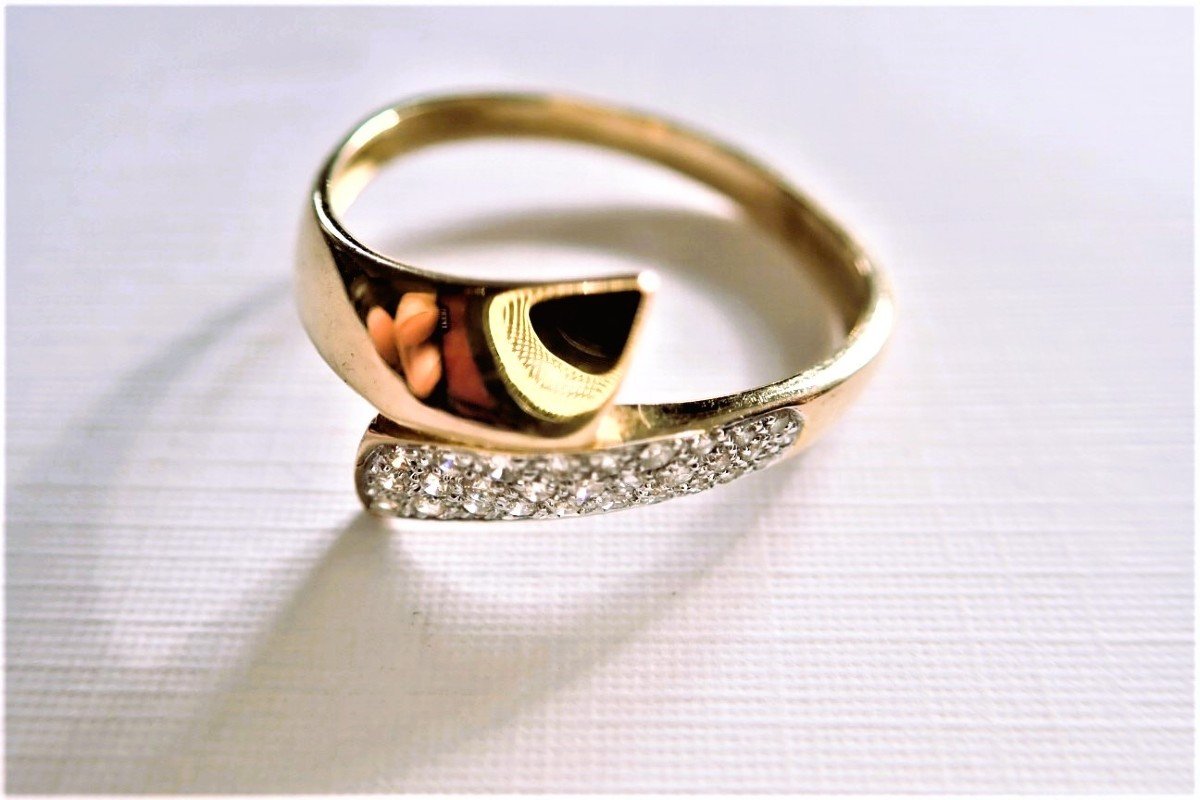 18k Gold Diamond Ribbon Ring-photo-2