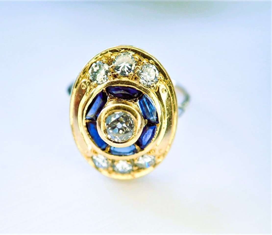 1960s Ring Set With Diamonds And Sapphires-photo-2