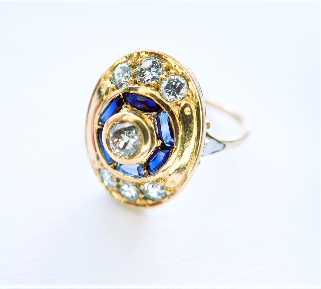 1960s Ring Set With Diamonds And Sapphires