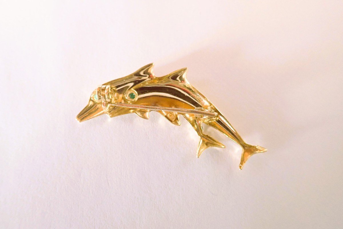 Broche Dauphins en or 18 carats-photo-2