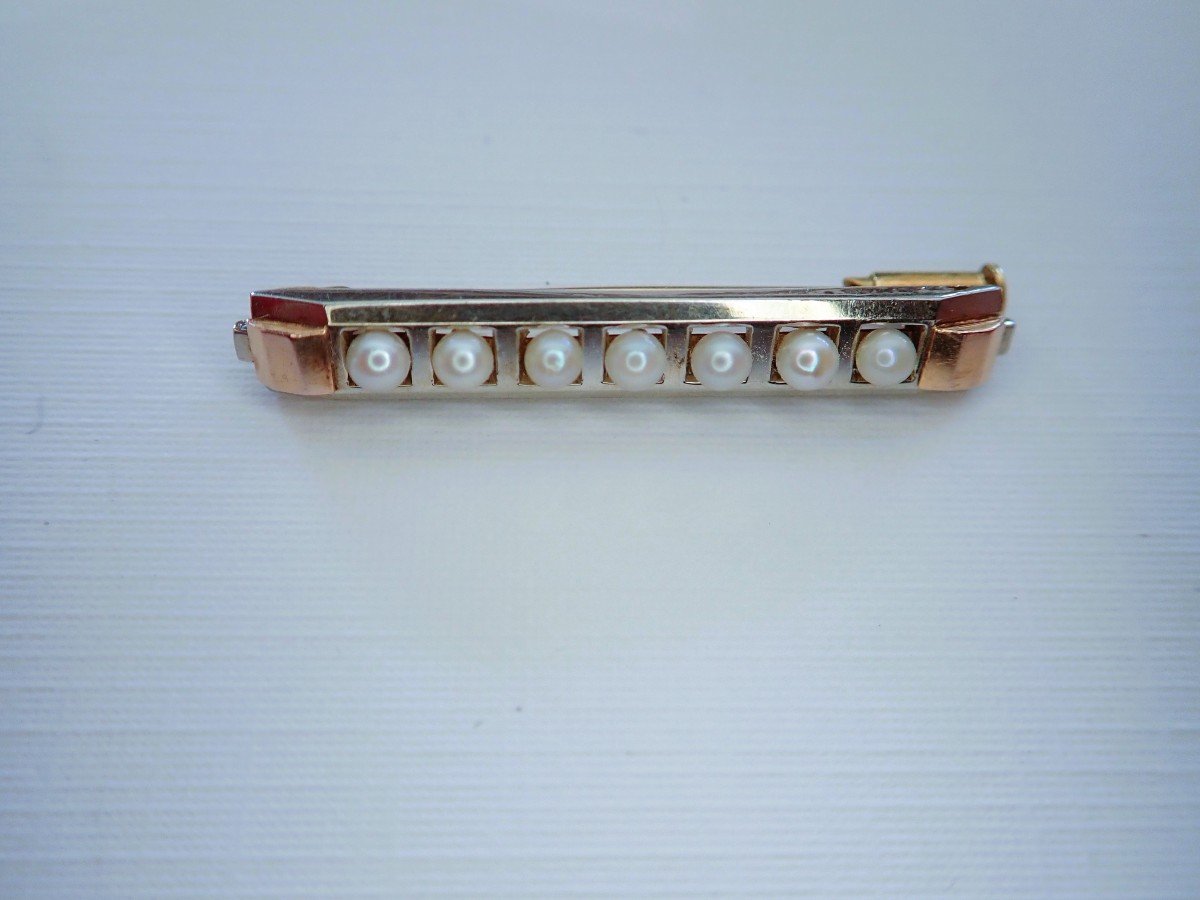 18k White Gold And Yellow Gold Bib Pin Brooch-photo-2