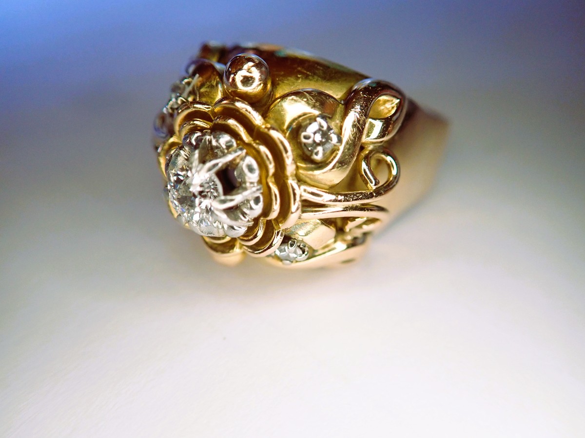 18-carat Gold Art Deco Ring Set With Diamonds-photo-2