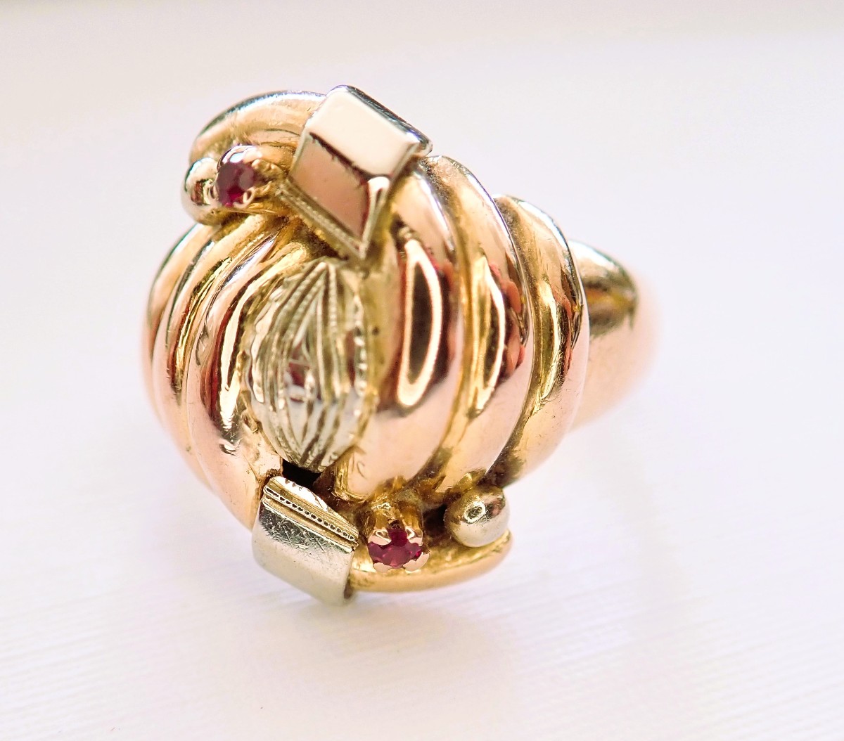 Bague art deco  or rose et or blanc 18 carats