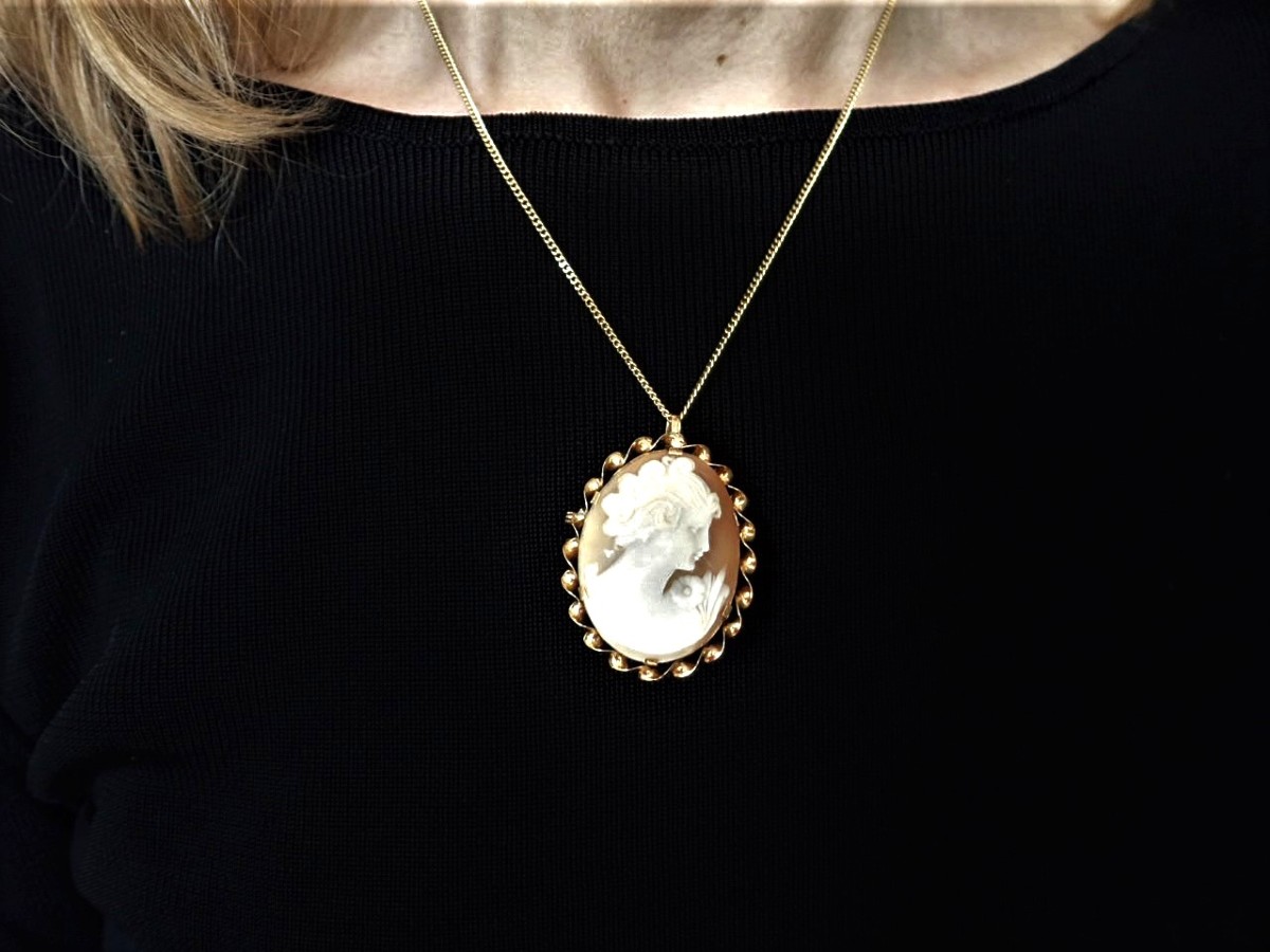 18-carat Gold Cameo Pendant And Brooch-photo-4