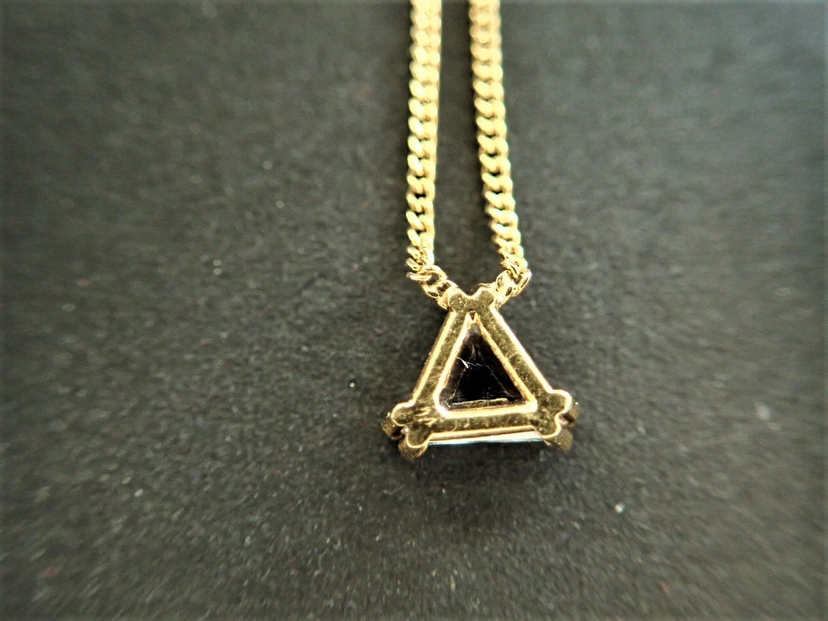 Pendentif Diamant Taille Triangle avec sa chaine  Or 18 Carats-photo-2