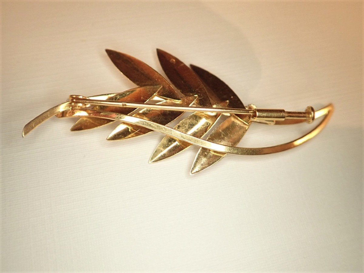 18k Gold Pearl Brooch-photo-2