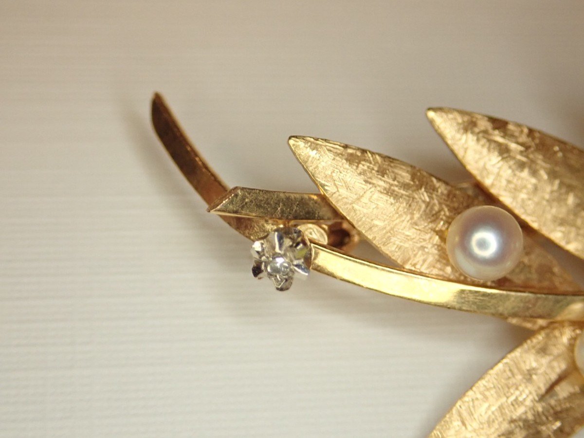 18k Gold Pearl Brooch-photo-1