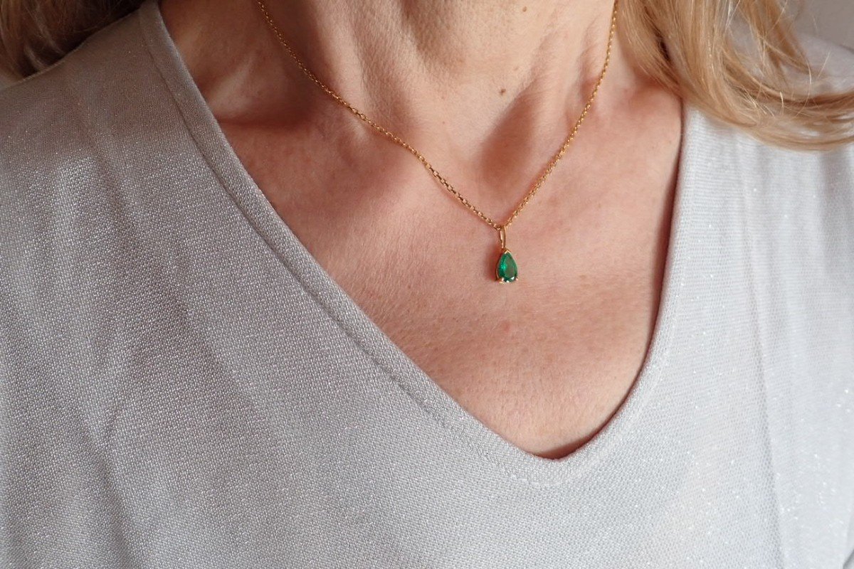 18k Gold Emerald Pendant-photo-3